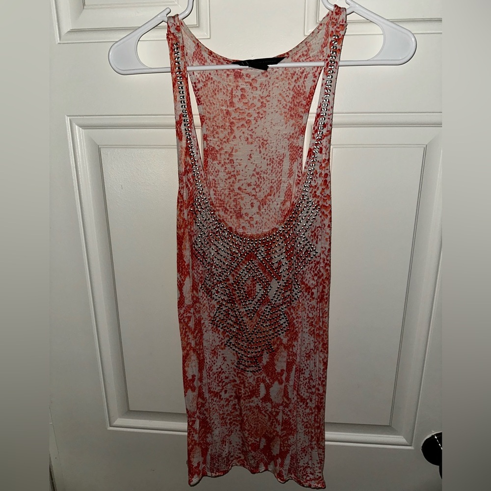 Armani Exchange Red and White Patterned Top
